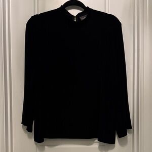 Chicos Travelers Black Long Sleeve Women's Top w/gold back zipper sz 3